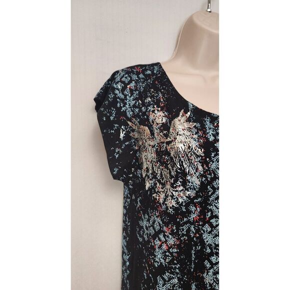 Adiktd Asymmetric Hem Mini Multicolor Black Dress Size Large - Picture 5 of 7